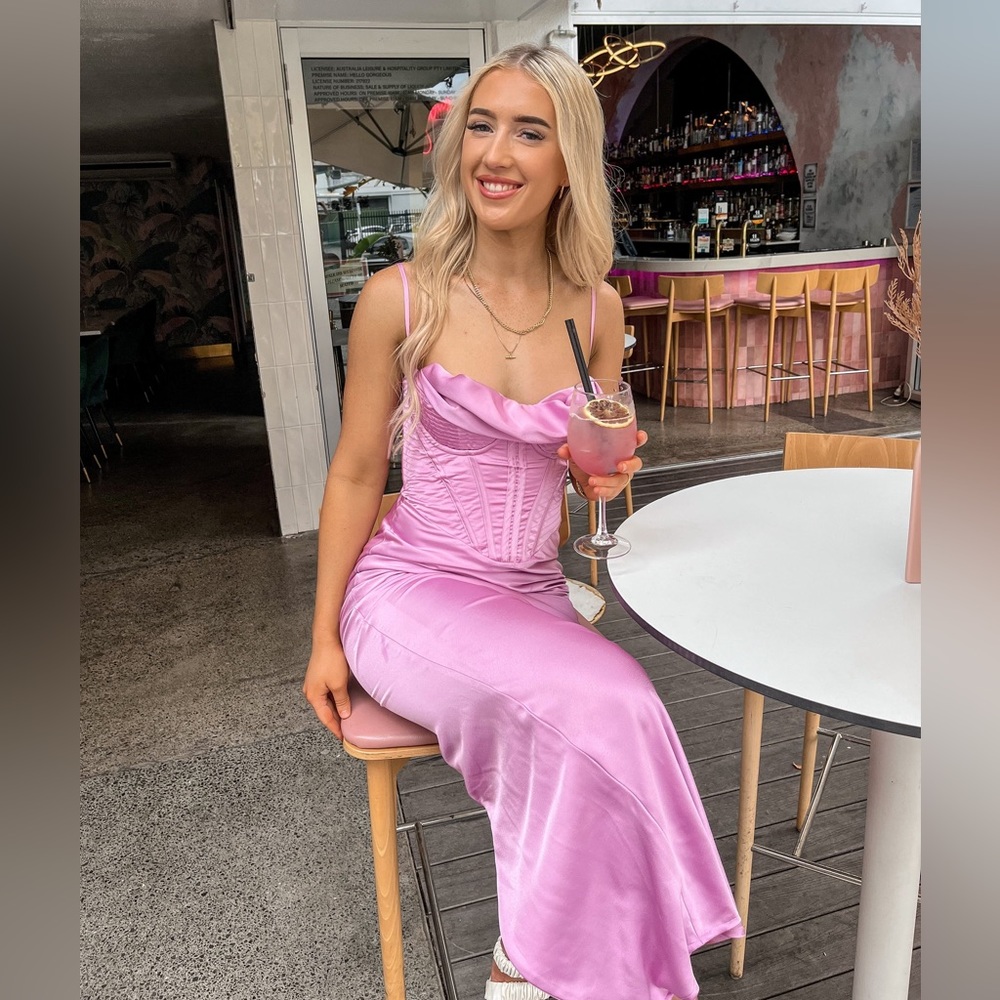 House of CB Pink Satin Dress